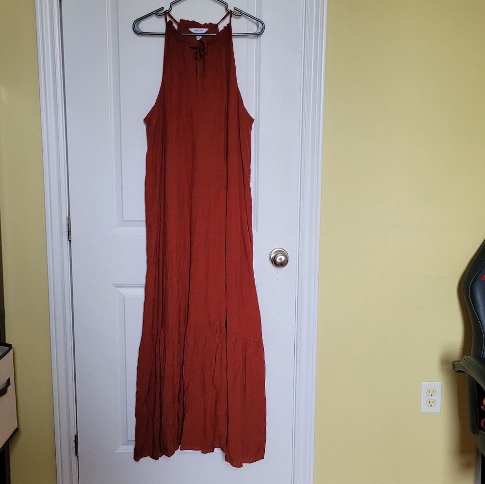 Nine West dress maxi plus size sleeveless summer coastal XXL orange feminine